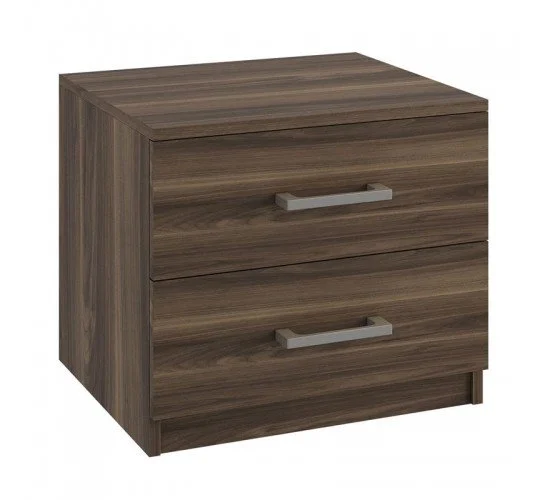 DEVON Κομοδίνο με 2 Συρτάρια, Απόχρωση Καρυδί  48x40x41cm [-Καρυδί-] [-Paper-] Ε756,1