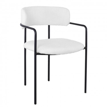 GILLAN Πολυθρόνα Μέταλλο Βαφή Μαύρο, Ύφασμα Teddy, Απόχρωση Άσπρο  54x54x81cm [-Άσπρο-, -Μαύρο-] [-Μέταλλο-, -Ύφασμα-] ΕΜ787,1