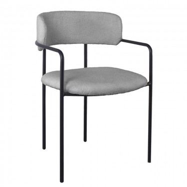 GILLAN Πολυθρόνα Μέταλλο Βαφή Μαύρο, Ύφασμα Teddy, Απόχρωση Γκρι  54x54x81cm [-Γκρι-, -Μαύρο-] [-Μέταλλο-, -Ύφασμα-] ΕΜ787,2