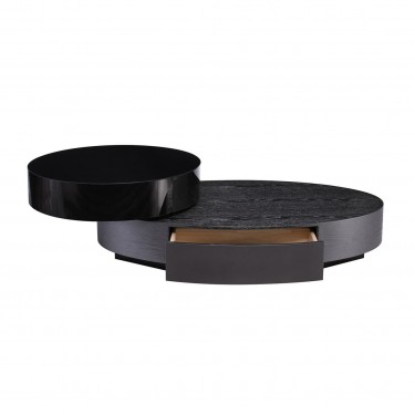 BONI Τραπεζάκι Σαλονιού- Καθιστικού με 2 Συρτάρια, Απόχρωση Μαύρο-Zebrano  124x70x22/39cm [-Wenge-, -Μαύρο-] [-MDF - Κόντρα Πλακέ - Καπλαμάς - Νοβοπάν-] Ε7692,1