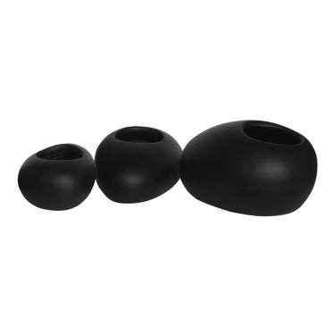 FLOWER POT-ROCK Set 3 τεμαχίων, Cement Απόχρωση Black  40x30x19- 50x32x19- 56x43x29cm [-Μαύρο-] [-Artificial Cement (Recyclable)-] Ε6320,S2