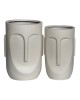 FLOWER POT-TOTEM Set 2 τεμαχίων, Cement Απόχρωση Sand Brown  Φ32x52cm - Φ40x57cm [-Μπεζ-Tortora-Sand-Cappuccino-] [-Artificial Cement (Recyclable)-] Ε6321,S