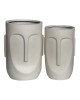 FLOWER POT-TOTEM Set 2 τεμαχίων, Cement Απόχρωση Sand Brown  Φ32x52cm - Φ40x57cm [-Μπεζ-Tortora-Sand-Cappuccino-] [-Artificial Cement (Recyclable)-] Ε6321,S