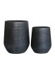 FLOWER POT-17 Set 2 τεμαχίων, Cement Απόχρωση Anthracite  Φ45x50cm - Φ53x63cm [-Ανθρακί-] [-Artificial Cement (Recyclable)-] Ε6317,S