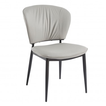 DIMA Καρέκλα Τραπεζαρίας- Κουζίνας, Μέταλλο Βαφή Μαύρο, Pu Γκρι-Μπεζ  53x70x82cm [-Γκρι-, -Μαύρο-] [-PU - PVC-, -Μέταλλο-] ΕΜ173,1