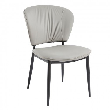 DIMA Καρέκλα Τραπεζαρίας- Κουζίνας, Μέταλλο Βαφή Μαύρο, Pu Γκρι-Μπεζ  53x70x82cm [-Γκρι-, -Μαύρο-] [-PU - PVC-, -Μέταλλο-] ΕΜ173,1