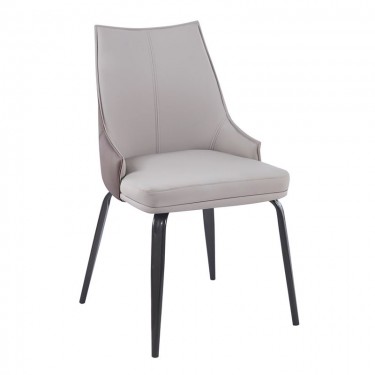 NORA Καρέκλα Τραπεζαρίας- Κουζίνας, Μέταλλο Βαφή Μαύρο, Pu Ανοιχτό-Σκούρο Cappuccino  49x57x87cm [-Μαύρο-, -Μπεζ-Tortora-Sand-Cappuccino-] [-PU - PVC-, -Μέταλλο-] ΕΜ174,3