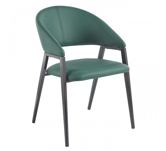 DELI Πολυθρόνα Μέταλλο Βαφή Μαύρο, Pu Forest Green  52x62x83cm [-Μαύρο/Πράσινο-] [-Μέταλλο/PVC - PU-] ΕΜ175,1