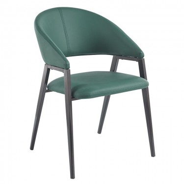 DELI Πολυθρόνα Μέταλλο Βαφή Μαύρο, Pu Forest Green  52x62x83cm [-Μαύρο-, -Πράσινο-] [-PU - PVC-, -Μέταλλο-] ΕΜ175,1