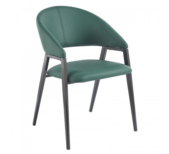 DELI Πολυθρόνα Μέταλλο Βαφή Μαύρο, Pu Forest Green  52x62x83cm [-Μαύρο/Πράσινο-] [-Μέταλλο/PVC - PU-] ΕΜ175,1