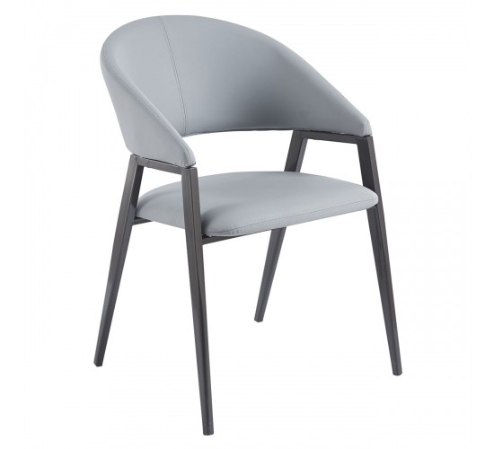 DELI Πολυθρόνα Μέταλλο Βαφή Μαύρο, Pu Γκρι  52x62x83cm [-Γκρι-, -Μαύρο-] [-PU - PVC-, -Μέταλλο-] ΕΜ175,2