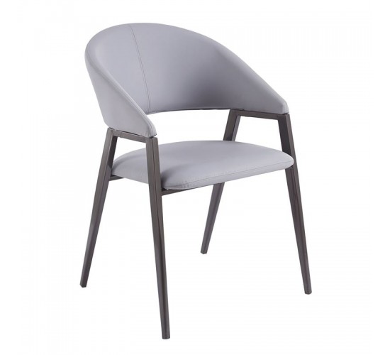 DELI Πολυθρόνα Μέταλλο Βαφή Μαύρο, Pu Γκρι  52x62x83cm [-Γκρι-, -Μαύρο-] [-PU - PVC-, -Μέταλλο-] ΕΜ175,2