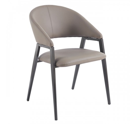 DELI Πολυθρόνα Μέταλλο Βαφή Μαύρο, Pu Cappuccino  52x62x83cm [-Μαύρο-, -Μπεζ-Tortora-Sand-Cappuccino-] [-PU - PVC-, -Μέταλλο-] ΕΜ175,3