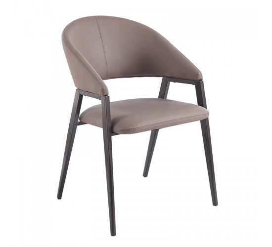 DELI Πολυθρόνα Μέταλλο Βαφή Μαύρο, Pu Cappuccino  52x62x83cm [-Μαύρο-, -Μπεζ-Tortora-Sand-Cappuccino-] [-PU - PVC-, -Μέταλλο-] ΕΜ175,3