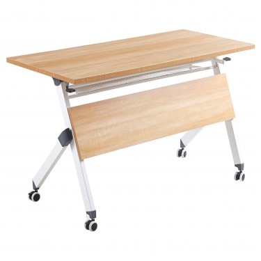 UNIT Γραφείο Η/Υ, Μέταλλο Βαφή Άσπρο, Melamine Απόχρωση Sonoma  120x55x75cm [-Άσπρο-, -Φυσικό-] [-Melamine-, -Μέταλλο-] ΕΟ4394