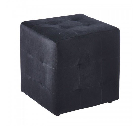 CONY Σκαμπό Βοηθητικό, Ύφασμα Velure Μαύρο  37x37x42cm [-Μαύρο-] [-Ύφασμα-] Ε7046,11