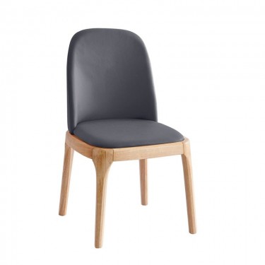 VISTA Καρέκλα Τραπεζαρίας- Κουζίνας, Απόχρωση Natural Oak Pu Σκούρο Γκρι  49x52x87cm [-Ανθρακί-, -Φυσικό-] [-PU - PVC-, -Ξύλο-] Ε797,6