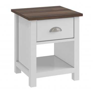 LUXOR Κομοδίνο Απόχρωση Καρυδί - Άσπρο  45x40x50cm [-Άσπρο-, -Καρυδί-] [-MDF - Κόντρα Πλακέ - Καπλαμάς - Νοβοπάν-] Ε740,3