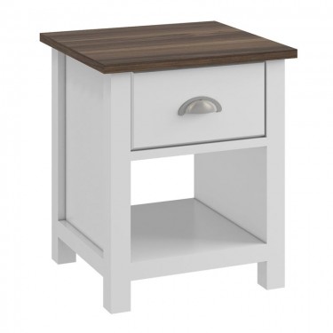 LUXOR Κομοδίνο Απόχρωση Καρυδί - Άσπρο  45x40x50cm [-Άσπρο-, -Καρυδί-] [-MDF - Κόντρα Πλακέ - Καπλαμάς - Νοβοπάν-] Ε740,3