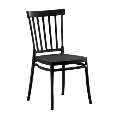 WINDSOR Καρέκλα Τραπεζαρίας Κήπου Στοιβαζόμενη, PP Μαύρο UV Protection  46x53x86cm [-Μαύρο-] [-PP - PC - ABS-] Ε401,2