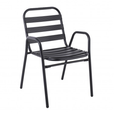 FANTIC Πολυθρόνα Μέταλλο - Αλουμίνιο Βαφή Ανθρακί, Στοιβαζόμενη  54x58x76cm [-Ανθρακί-] [-Αλουμίνιο-, -Μέταλλο-] Ε2420,1