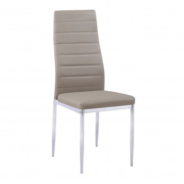 JETTA Καρέκλα Τραπεζαρίας - Κουζίνας, Μέταλλο Χρώμιο, Pvc Cappuccino Full K/D - Συσκ.4  40x50x95cm [-Μπεζ-Tortora-Sand-Cappuccino-, -Χρώμιο - Inox-] [-PU - PVC-, -Μέταλλο-] ΕΜ966Χ,9Κ