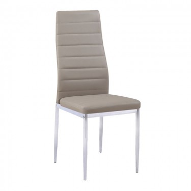 JETTA Καρέκλα Τραπεζαρίας - Κουζίνας, Μέταλλο Χρώμιο, Pvc Cappuccino Full K/D - Συσκ.4  40x50x95cm [-Μπεζ-Tortora-Sand-Cappuccino-, -Χρώμιο - Inox-] [-PU - PVC-, -Μέταλλο-] ΕΜ966Χ,9Κ