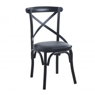 MARLIN Καρέκλα Τραπεζαρίας Μέταλλο Βαφή Μαύρο, PU Μαύρο  52x51x86cm [-Μαύρο-] [-PU - PVC-, -Μέταλλο-] Ε5147,3