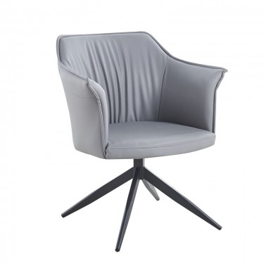 EVELYN Πολυθρόνα Περιστρεφόμενη, Μέταλλο Βαφή Μαύρο, Pu Γκρι  64x63x80cm [-Γκρι-, -Μαύρο-] [-PU - PVC-, -Μέταλλο-] ΕΜ718,2