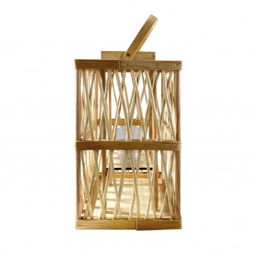 LANTERN SQUARE Φανάρι Κήπου- Βεράντας Ξύλινο, Απόχρωση Φυσικό, με Γυάλινο ποτήρι  24x24x41cm [-Φυσικό-] [-Γυαλί-, -Ξύλο-] Ε2901