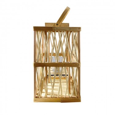 LANTERN SQUARE Φανάρι Κήπου- Βεράντας Ξύλινο, Απόχρωση Φυσικό, με Γυάλινο ποτήρι  24x24x41cm [-Φυσικό-] [-Γυαλί-, -Ξύλο-] Ε2901