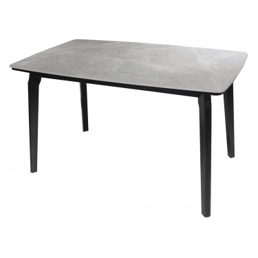 DALIN Τραπέζι Τραπεζαρίας- Κουζίνας, Ξύλο Μαύρο-Επιφάνεια Sintered Stone Grey Marble  130x80x74cm [-Γκρι-, -Μαύρο-] [-Ξύλο-, -Τεχνόπετρα-] Ε796,2