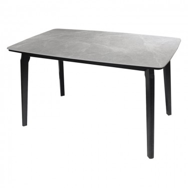 DALIN Τραπέζι Τραπεζαρίας- Κουζίνας, Ξύλο Μαύρο-Επιφάνεια Sintered Stone Grey Marble  130x80x74cm [-Γκρι-, -Μαύρο-] [-Ξύλο-, -Τεχνόπετρα-] Ε796,2