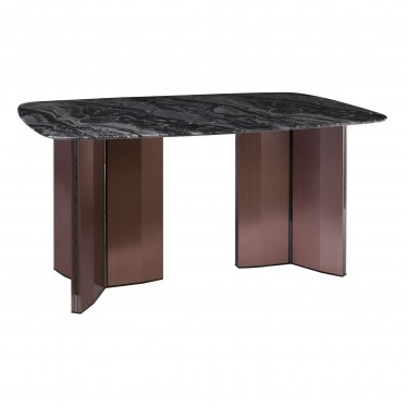 BARRY Τραπέζι Τραπεζαρίας, Επιφάνεια Μάρμαρο, Βάση Μέταλλο Απόχρωση Καρυδί  160x90x73cm [-Γκρι-, -Καρυδί-] [-Μάρμαρο - Τεχνομάρμαρο-, -Μέταλλο-] ΕΜ782,1