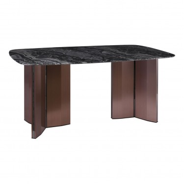 BARRY Τραπέζι Τραπεζαρίας, Επιφάνεια Μάρμαρο, Βάση Μέταλλο Απόχρωση Καρυδί  180x90x73cm [-Γκρι-, -Καρυδί-] [-Μάρμαρο - Τεχνομάρμαρο-, -Μέταλλο-] ΕΜ782,2