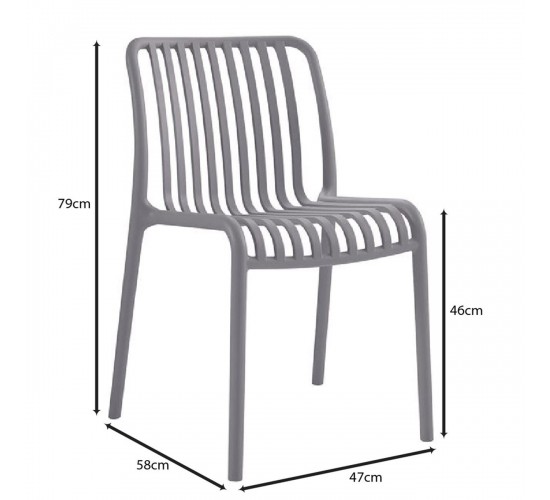 MODA-H Καρέκλα Στοιβαζόμενη, PP - UV Protection, Απόχρωση Ανθρακί  52x57x80cm [-Ανθρακί-] [-PP - PC - ABS-] Ε3801,2Η