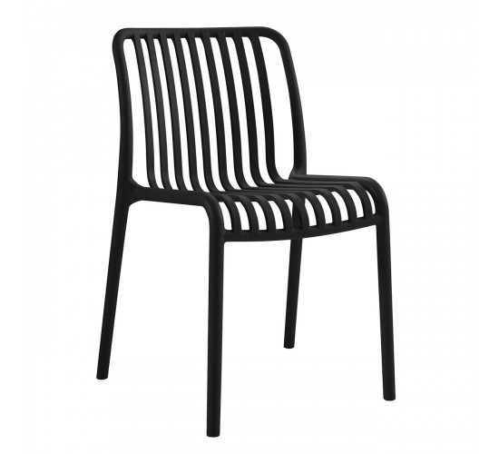 MODA-W Καρέκλα Στοιβαζόμενη, PP - UV Protection, Απόχρωση Μαύρο  47x58x79cm [-Μαύρο-] [-PP - PC - ABS-] Ε3801,5W