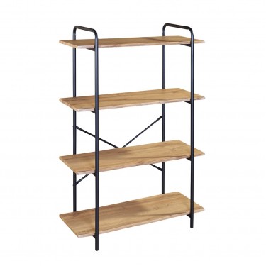 Ραφιέρα Μέταλλο Βαφή Μαύρο, Απόχρωση Sonoma  80x34x112cm [-Μαύρο-, -Φυσικό-] [-MDF - Κόντρα Πλακέ - Καπλαμάς - Νοβοπάν-, -Μέταλλο-] ΕΟ445,2