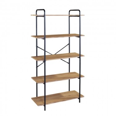 Ραφιέρα Μέταλλο Βαφή Μαύρο, Απόχρωση Sonoma  80x34x144cm [-Μαύρο-, -Φυσικό-] [-MDF - Κόντρα Πλακέ - Καπλαμάς - Νοβοπάν-, -Μέταλλο-] ΕΟ445,3