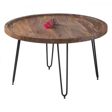 MATRI-W Τραπεζάκι Σαλονιού Καθιστικού, Μέταλλο Βαφή Μαύρο, Ξύλο Ακακία Φυσικό  Φ76xH.45cm [-Μαύρο-, -Φυσικό-] [-Μέταλλο-, -Ξύλο-] ΕΑ7076,1W