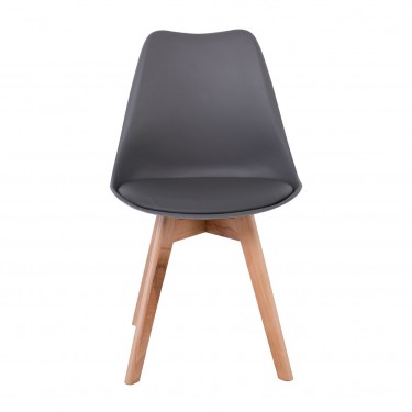 MARTIN Καρέκλα Τραπεζαρίας Metal Cross, Ξύλο Φυσικό PP Ανθρακί Αμοντάριστη Ταπετσαρία  48x56x82cm [-Ανθρακί-, -Φυσικό-] [-PP - PC - ABS-, -Ξύλο-] ΕΜ136,92W