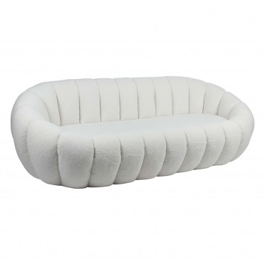 BEVERLY Καναπές 3θ - Σαλονιού - Καθιστικού, Teddy Ύφασμα Άσπρο  199x96x62cm [-Άσπρο-] [-Ύφασμα-] Ε7162,1