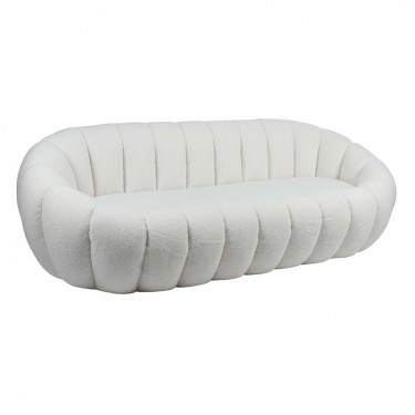 BEVERLY Καναπές 3θ - Σαλονιού - Καθιστικού, Teddy Ύφασμα Άσπρο  199x96x62cm [-Άσπρο-] [-Ύφασμα-] Ε7162,1