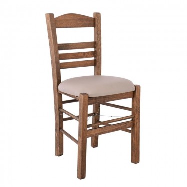 ΣΙΦΝΟΣ Καρέκλα Οξιά Βαφή Εμποτισμού Καρυδί, Κάθισμα Pu Cappuccino  41x45x88cm [-Καρυδί-, -Μπεζ-Tortora-Sand-Cappuccino-] [-PU - PVC-, -Ξύλο-] Ρ969,Ε2Τ1