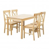 DAILY Set Τραπεζαρία Ξύλινη Σαλονιού - Κουζίνας: Τραπέζι   4 Καρέκλες, Φυσικό Pine  Table:118x74x73 Chair:43x48x94 [-Φυσικό-] [-Ξύλο-] Ε783,3S