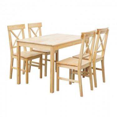 DAILY Set Τραπεζαρία Ξύλινη Σαλονιού - Κουζίνας: Τραπέζι   4 Καρέκλες, Φυσικό Pine  Table:118x74x73 Chair:43x48x94 [-Φυσικό-] [-Ξύλο-] Ε783,3S