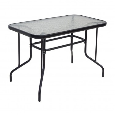 BALENO Τραπέζι Κήπου Βεράντας, Μέταλλο Βαφή Μαύρο, Γυαλί Tempered  110x60x71cm [-Μαύρο-] [-Γυαλί-, -Μέταλλο-] Ε2403,3