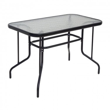 BALENO Τραπέζι Κήπου Βεράντας, Μέταλλο Βαφή Μαύρο, Γυαλί Tempered  110x60x71cm [-Μαύρο-] [-Γυαλί-, -Μέταλλο-] Ε2403,3