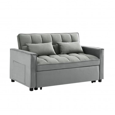 TEMPO Καναπές - Κρεβάτι, Με ανάκλιση πλάτης, Ύφασμα Velure Γκρι  140x95x80 - Κρεβάτι:120x178 cm [-Γκρι-] [-Ύφασμα-] Ε998,1