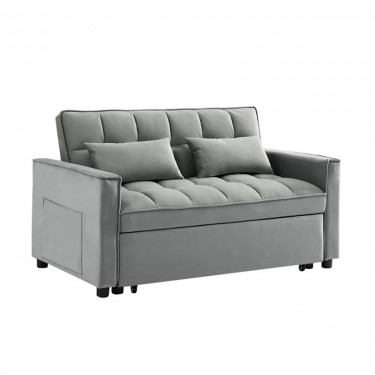 TEMPO Καναπές - Κρεβάτι, Με ανάκλιση πλάτης, Ύφασμα Velure Γκρι  140x95x80 - Κρεβάτι:120x178 cm [-Γκρι-] [-Ύφασμα-] Ε998,1